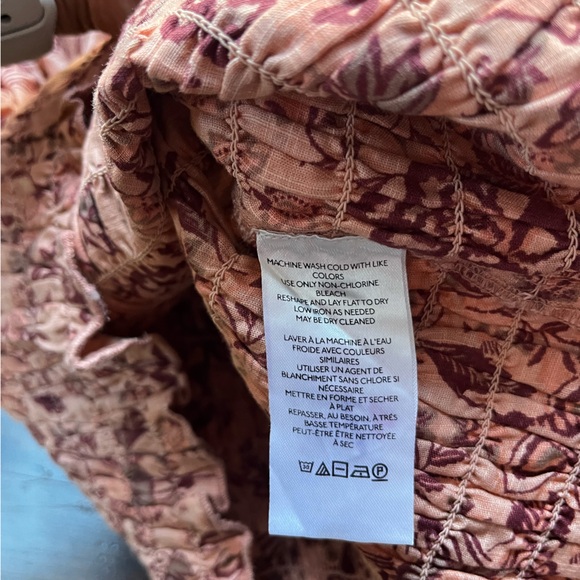 Free People Smock It To Me Apricot Combo Mini Dress XS - Picture 3 of 7